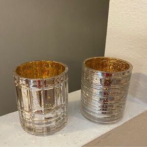 Home Worx by Harry Slatkin Candle Holders. Set of 2.Never Used.Mirrored Glass.